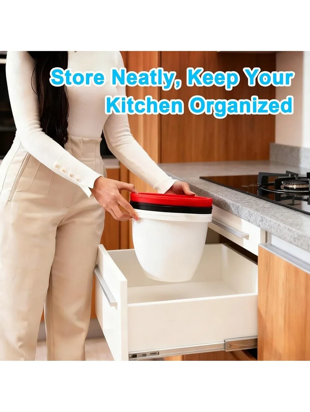 3-Pack Silicone Bowl Liners with Lids Compatible with 5 Qt KitchenAid Mixer